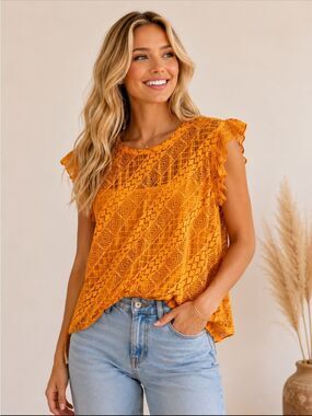 🎉5 for $45🎉 Calligraphie  lace top blouse size XL